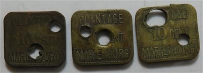 SURINAME Plantage Marienburg 1880/1890 (3 Stk. AE Marken) - Münzen und Medaillen