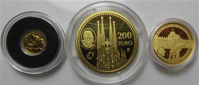 Euro- Gedenkmünzen (3 Stk.) GOLD - Coins and medals