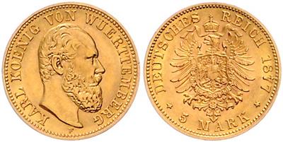 Württemberg, Karl I. 1864-1891, GOLD - Münzen und Medaillen