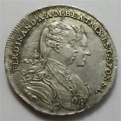 Vermählung Eh. Ferdinand mit Maria Beatrix von Modena - Münzen und Medaillen