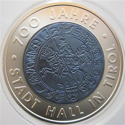Bimetall Niobmünze 700 Jahre Stadt Hall - Monete e medaglie