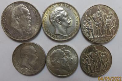 Deutsches Kaiserreich (6 Stück AR) - Münzen und Medaillen