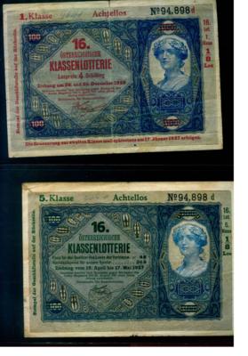 Donaustaat-Noten mit Lotterie-Aufdruck (7 Stk.) - Mince a medaile