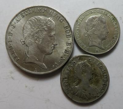 3 Silbermünzen, - Coins and medals
