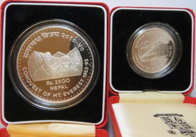 Nepal- 40 Jahre Erstbesteigung des Mount Everest (2 AR) - Münzen und Medaillen