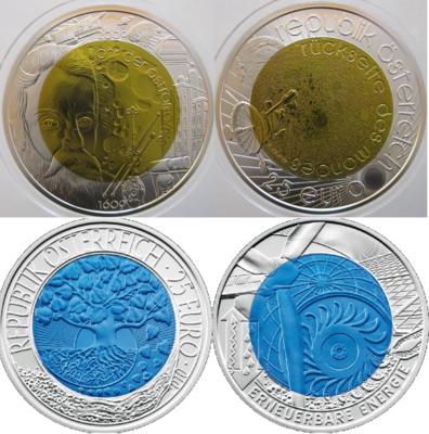 Bimetall Niobmünzen (2 Stk.) - Mince a medaile