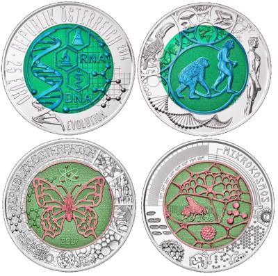 Bimetall Niobmünzen (4 Stk.) - Coins and medals