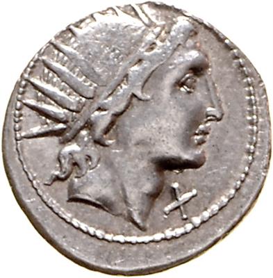 (10 verschiedene Denare) Rom 114/105 v. C. Averse: Romakopf, - Münzen, Medaillen und Papiergeld