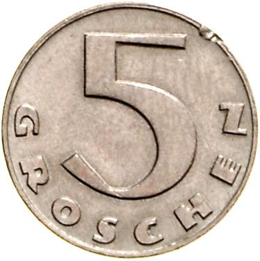 5 Groschen 1938, =2,96 g=, (Randfehler) III/III+ - Coins, medals and paper money