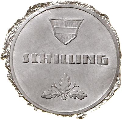 einseitige SN Abschläge zur Probe zu 1 Schilling 1924, Med. Zita, =2,82, 2,51 g,  selten= II/I - Münzen, Medaillen und Papiergeld