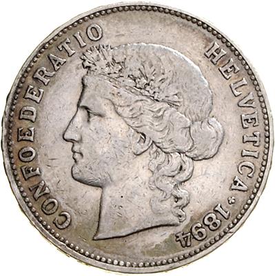 5 Franken 1894, Dav. 392, =24,86 g= III - Coins, medals and paper money