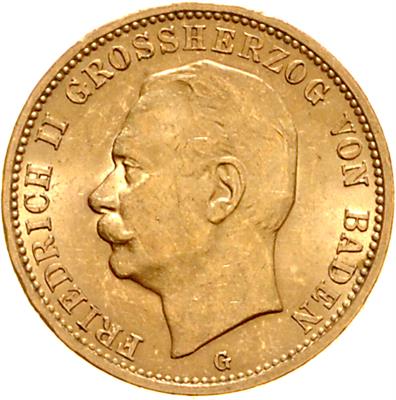 Baden, Friedrich II. 1907-1918 GOLD - Münzen, Medaillen und Papiergeld