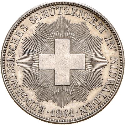 Schützentaler 1861 zum Schützenfest in Nidwalden, =24,98 g=, (kl. Kr.) III - Münzen, Medaillen und Papiergeld