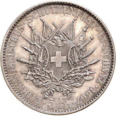 Schützentaler 1867 zum Schützenfest in Schwyz, =24,88 g=, (kl. Kr.) III+ - Mince a medaile