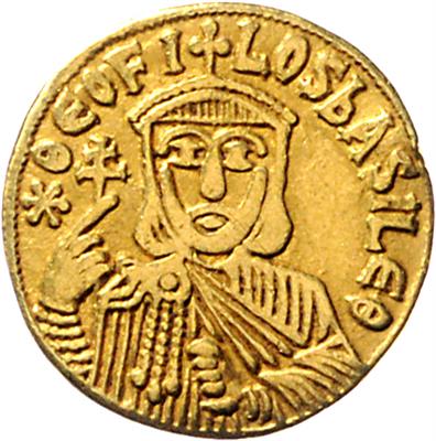 Theophilus mit Michael II. und Constantin ca. 830-840, GOLD - Münzen, Medaillen und Papiergeld
