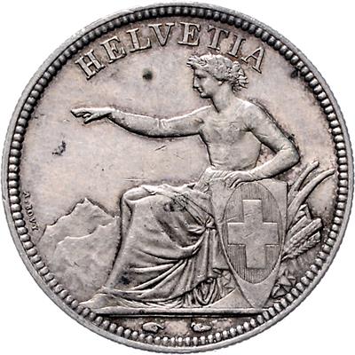 5 Franken 1851 A. Divo/ Tobler(DT) 295. =25,01 g 12h= III - Münzen und Medaillen