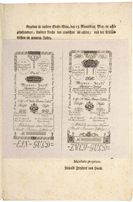 Formular und Erlass für 1 und 2 Gulden "1. Januar 1800" - Münzen, Medaillen und Papiergeld