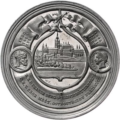 k. k. Priviligiertes Prager bürgerliches Scharfschützenkops - Mince, medaile a papírové peníze