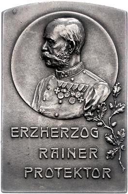 Kaiserhuldigungs- und XI. mährisches Landesschießen in mährisch Schöberg unter dem Protektorat von Eh. Rainer - Mince, medaile a papírové peníze