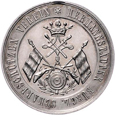 25jähriges Jubiläum des bürgerlichen Scharfschützen Vereins in Hermannstadt 1869 - Mince, medaile a papírové peníze