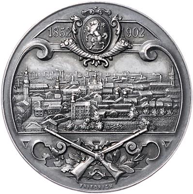 50jähriges Jubiläumsschießen des Schützenvereins in Mährisch Ostrau 1902 - Mince, medaile a papírové peníze