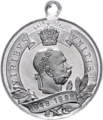 Kaiserjubiläumsschießen des Offiziersschützenvereins in Prag 1898 - Mince, medaile a papírové peníze