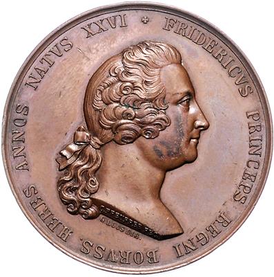 Friedrich Wilhelm III. 1797-1840; 100 Jahrjubiläum der Mitgliedschaft Friedrichs d. Großen in einer Freimaurerloge - Mince, medaile a papírové peníze