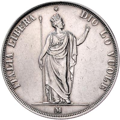 5 Lire 1848 M, Mailand, Her. 3, =24,93 g=, (Kr.) III-/III - Coins, medals and paper money