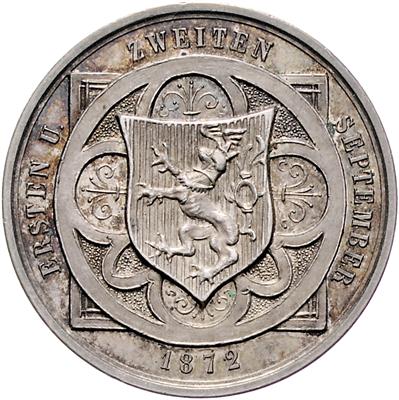 Fahnenfest- und Freischießen des Schießstand- Vereins in Aussig vom 1. bis 2. September 1872 - Münzen, Medaillen und Papiergeld