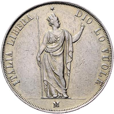 Italienische Revolution 1848 - Mince, medaile a papírové peníze