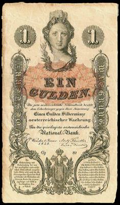 1 Gulden 1858 - Mince, medaile a papírové peníze