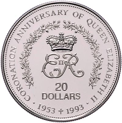 40. Krönungsjubiläum Elisabeth II. 1953-1993 - Mince, medaile a papírové peníze