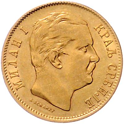Milan I. 1868-1889 GOLD - Münzen, Medaillen und Papiergeld