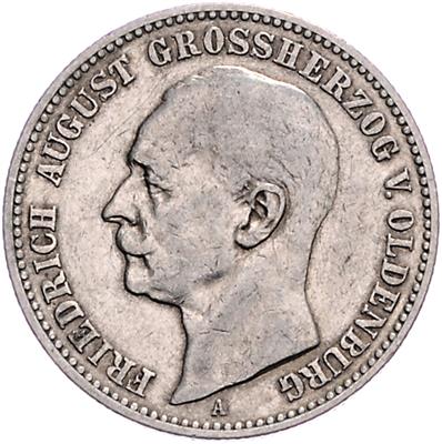 Oldenburg, Friedrich August 1900-1918 - Mince, medaile a papírové peníze