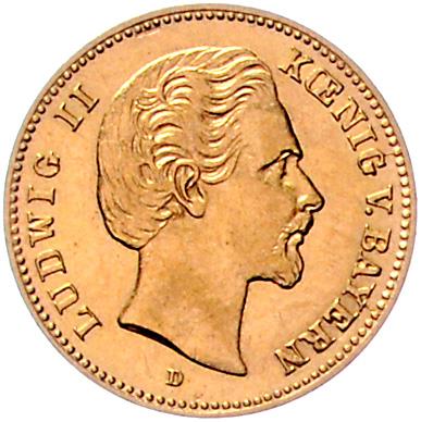 Bayern, Ludwig II. 1864-1886, GOLD - Münzen, Medaillen und Papiergeld
