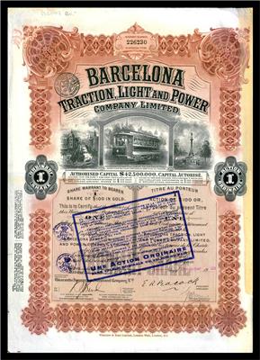 Barcelona Traction, Light and Power Company Limites - Münzen