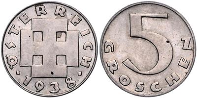 5 Groschen 1938; =2,99 g= III+/II- - Mince, medaile a papírové peníze