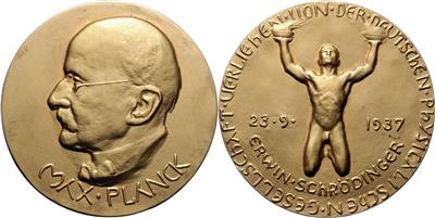 Erwin Schrödinger (Wien 1887 - Wien 1961), Max PlanckMedaille 1937 - Coins, medals and paper money