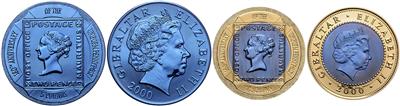 Gibraltar, Elisabeth II. 1952- "Blaue Mauritius" - Münzen, Medaillen und Papiergeld