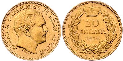 Milan Obrenovic IV. 1868-1889GOLD - Mince, medaile a papírové peníze