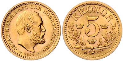 Oskar II. 1872-1907, GOLD - Coins, medals and paper money