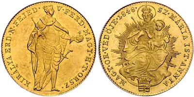 Revolution/ Aufstände, Ferdinand I. (V.) 1848/1849, GOLD - Münzen, Medaillen und Papiergeld