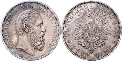 Württemberg, Karl 1864-1891 - Monete, medaglie e cartamoneta