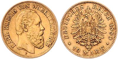 Württemberg, Karl 1864-1891 GOLD - Monete, medaglie e cartamoneta