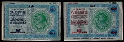 Donaustaat-Noten mit Lotterie-Aufdruck - Münzen, Medaillen und Papiergeld