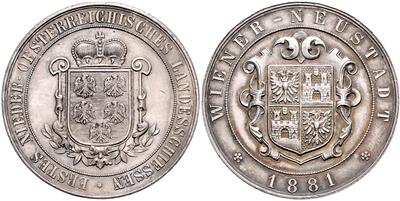 Wiener Neustadt, 1. niederösterreichisches Landesschießen 1881 - Coins and medals