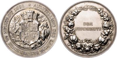 Wiener Neustadt, Ausstellung des landwirtschaftlichen Bezir ksvereines 1892 - Coins and medals