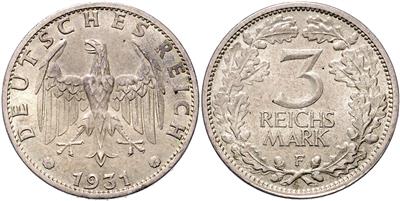 3 Reichsmark 1931 F - Münzen und Medaillen