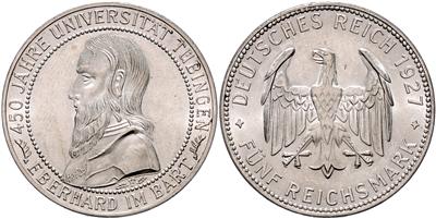 5 Reichsmark 1927 F, 450 Jahre Universität Tübingen - Coins and medals