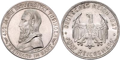 5 RM 1927 F, 450 Jahre Universität Tübingen - Mince a medaile